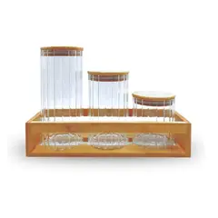 SANTU HOME & DECO - Set 3 Contenedores Recipientes Especieros Con Soporte
