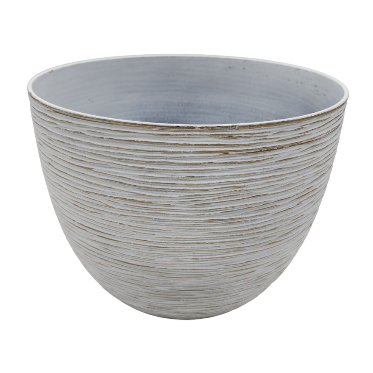 GENERICO - Macetero Maceta Diseño Rayas Envejecido De Plastico Blanco M - Dorado