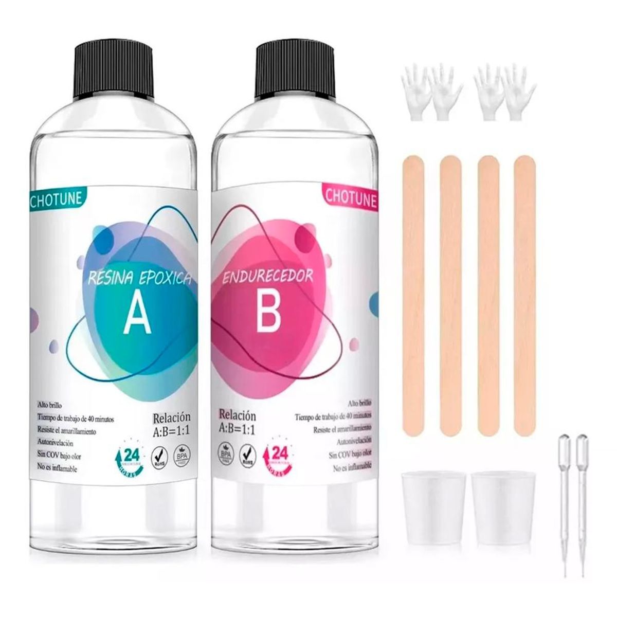 DETODOYMAS - Resina Epóxica Cristal 1:1 1000ml +accesorios - Turquesa