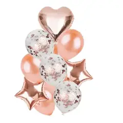 GENERICO - Set Globos Estrellas Corazón Rose Gold Cotillón Activarte