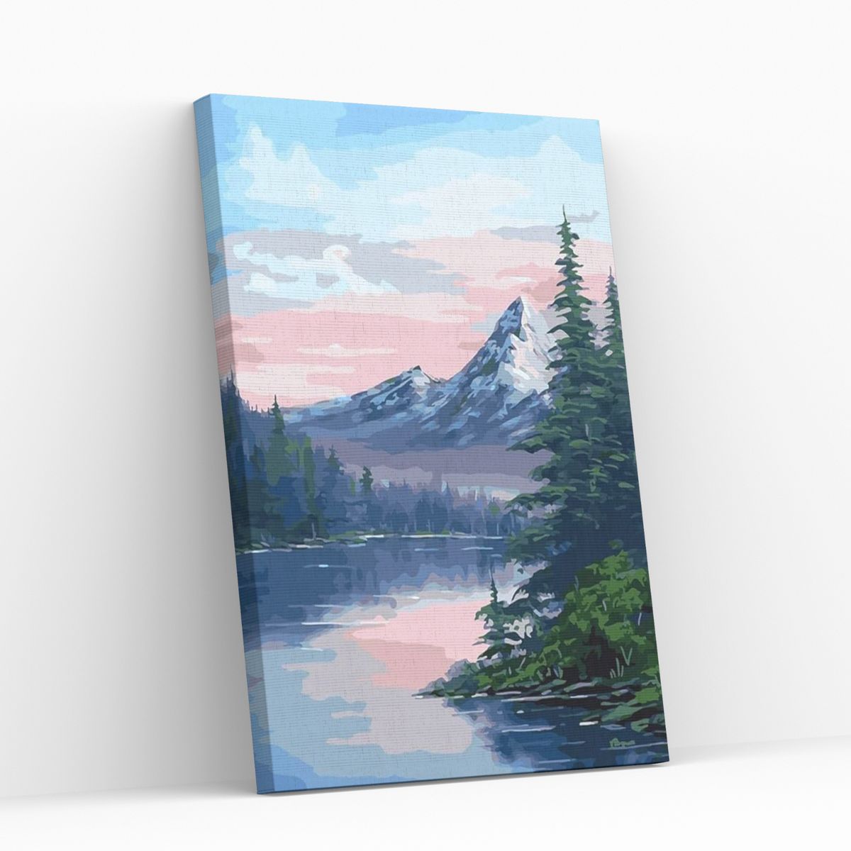 GENERICO - Pintura con números en bastidor 60x75 Lago de Montaña - Painting by numbers