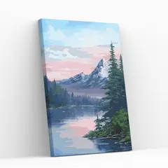 GENERICO - Pintura con números en bastidor 60x75 Lago de Montaña - Painting by numbers