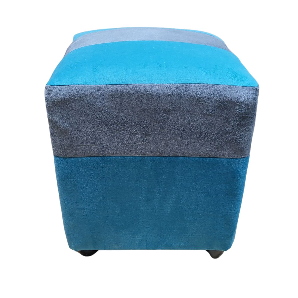 GENERICO - Pouf Turquesa Gris Felpa 35x35x42 Muebles Rimar
