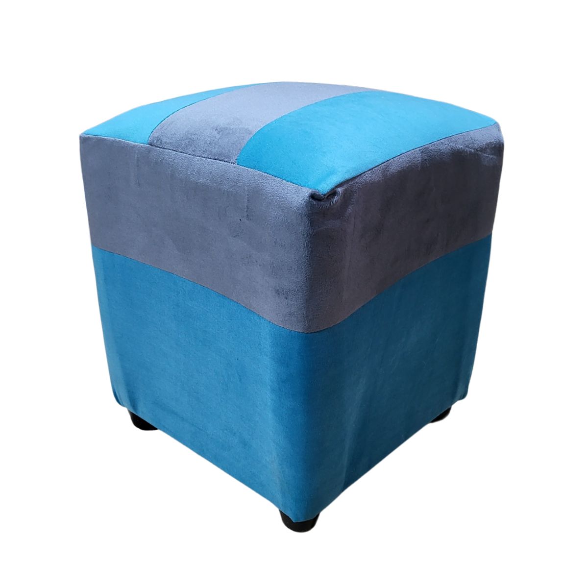 GENERICO - Pouf Turquesa Gris Felpa 35x35x42 Muebles Rimar