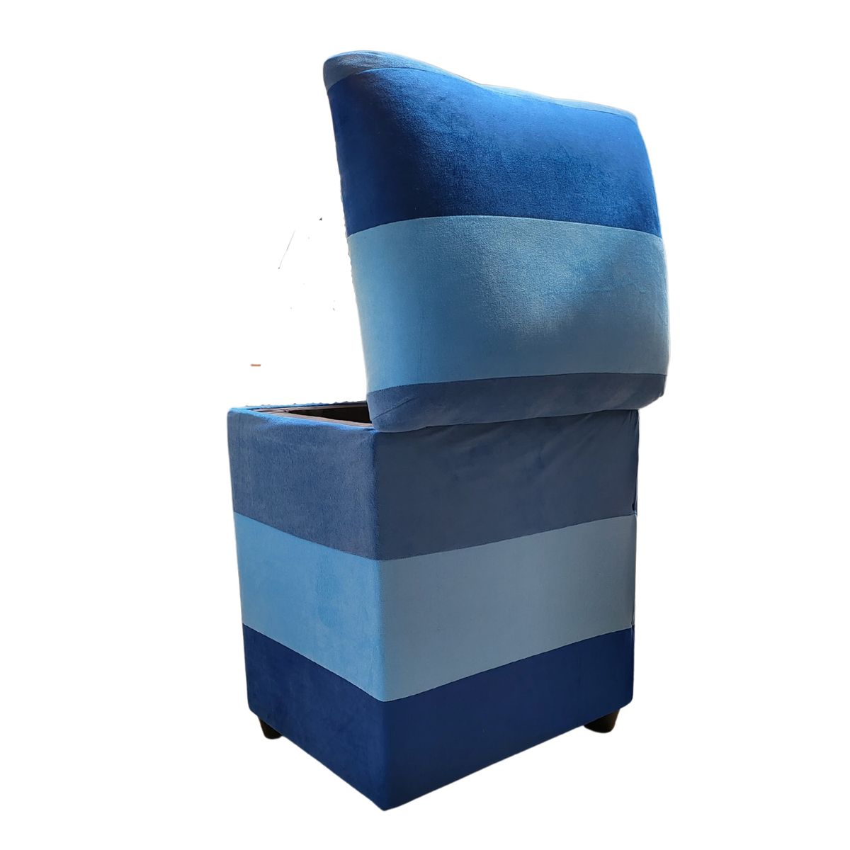 GENERICO - Pouf Baul azules Bicolor Felpa 40x33x45 Rimar