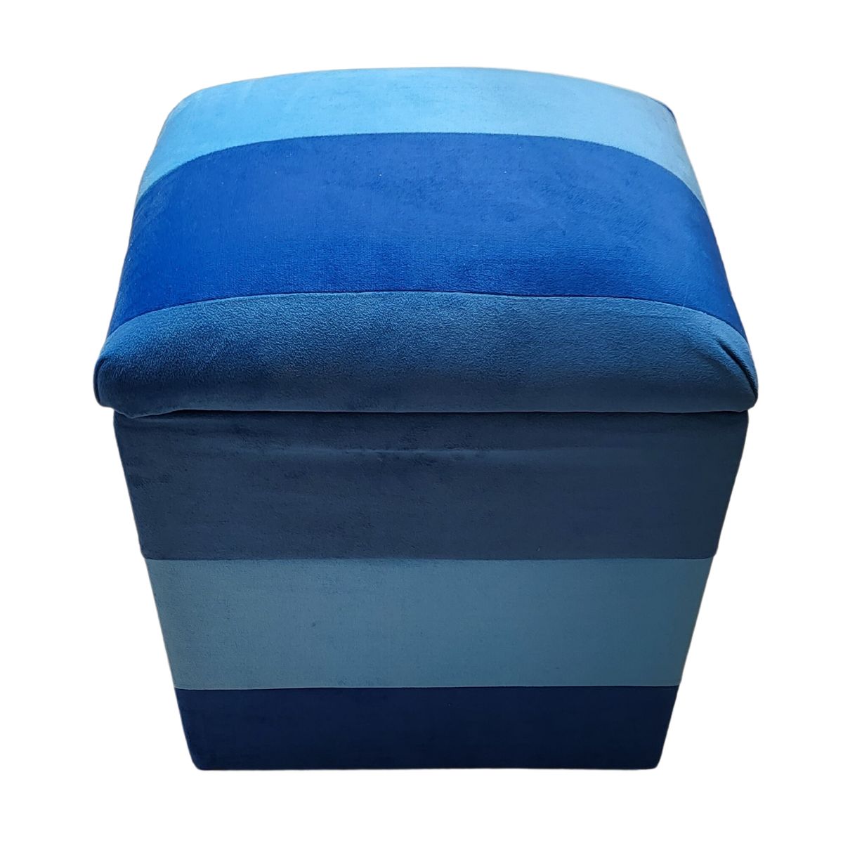 GENERICO - Pouf Baul azules Bicolor Felpa 40x33x45 Rimar