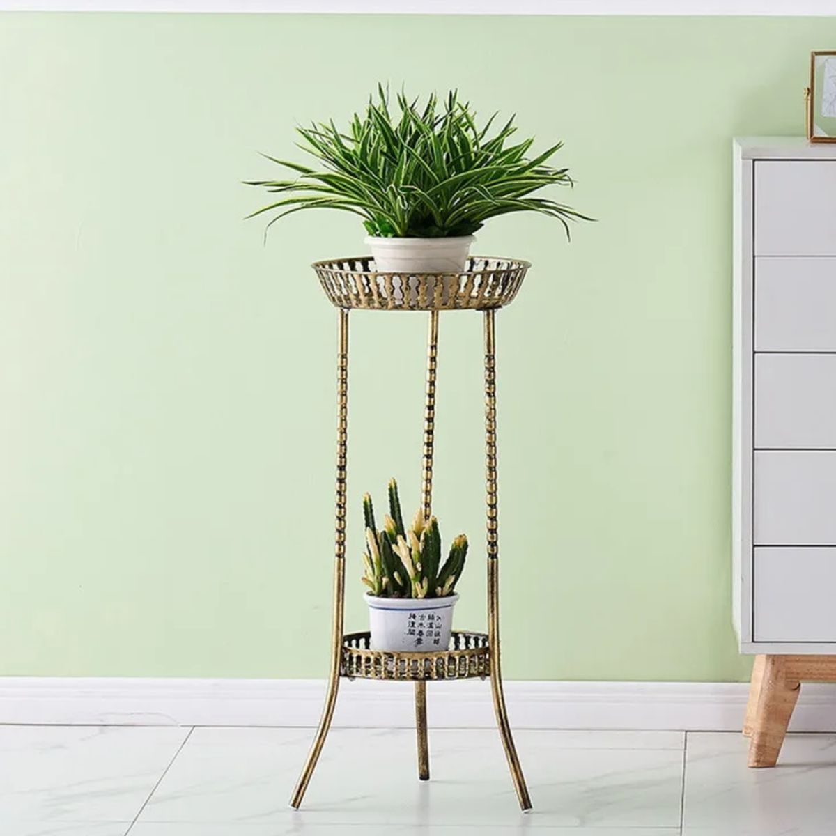 GENERICO - Pedestal Para Maceteros Maceta De 2 Niveles Negro Bronce