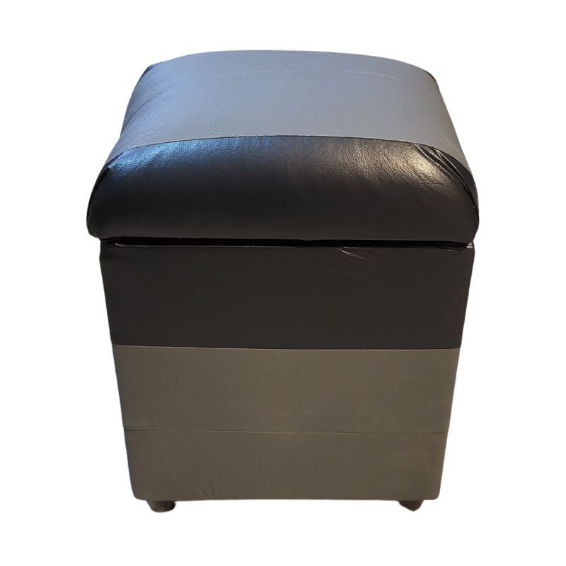 GENERICO - Pouf Baul Gris Bicolor Eco Cuero 40x33x45 Rimar