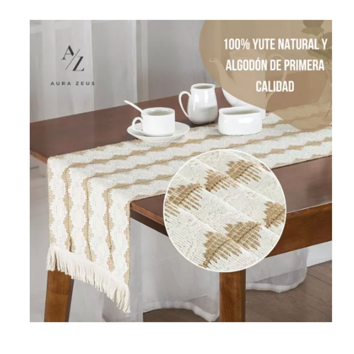 GENERICO - Camino De Mesa Algodon Yute Etnico Mantel De Centro 180x30cm