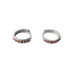 ANDREA COGGIOLA JOYAS - Aros Argolla Circón Rojo 15mm Plata Fina 925