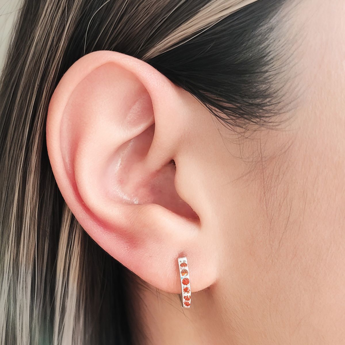 COGGIOLA - Aros Argolla Circón Rojo 15mm Plata Fina 925