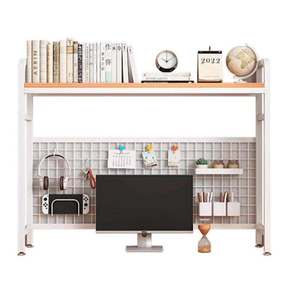 DETODOYMAS - Organizador De Escritorio Multifuncional Con Repisa Metal DETODOYMAS