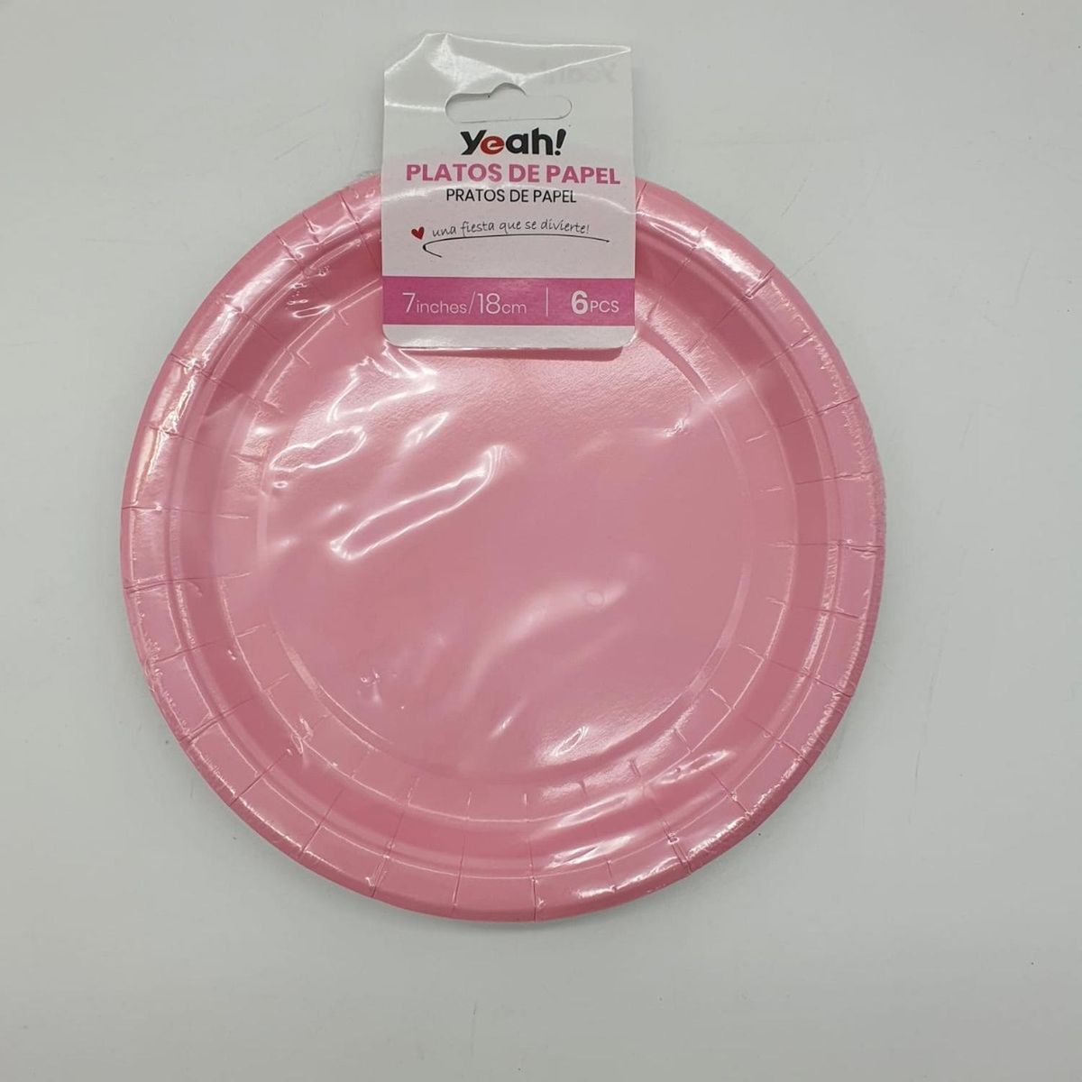 GENERICO - Set 6 Platos Desechables 18 Cm Colores Para Cumpleaños - Rosa.