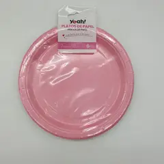 GENERICO - Set 6 Platos Desechables 18 Cm Colores Para Cumpleaños - Rosa