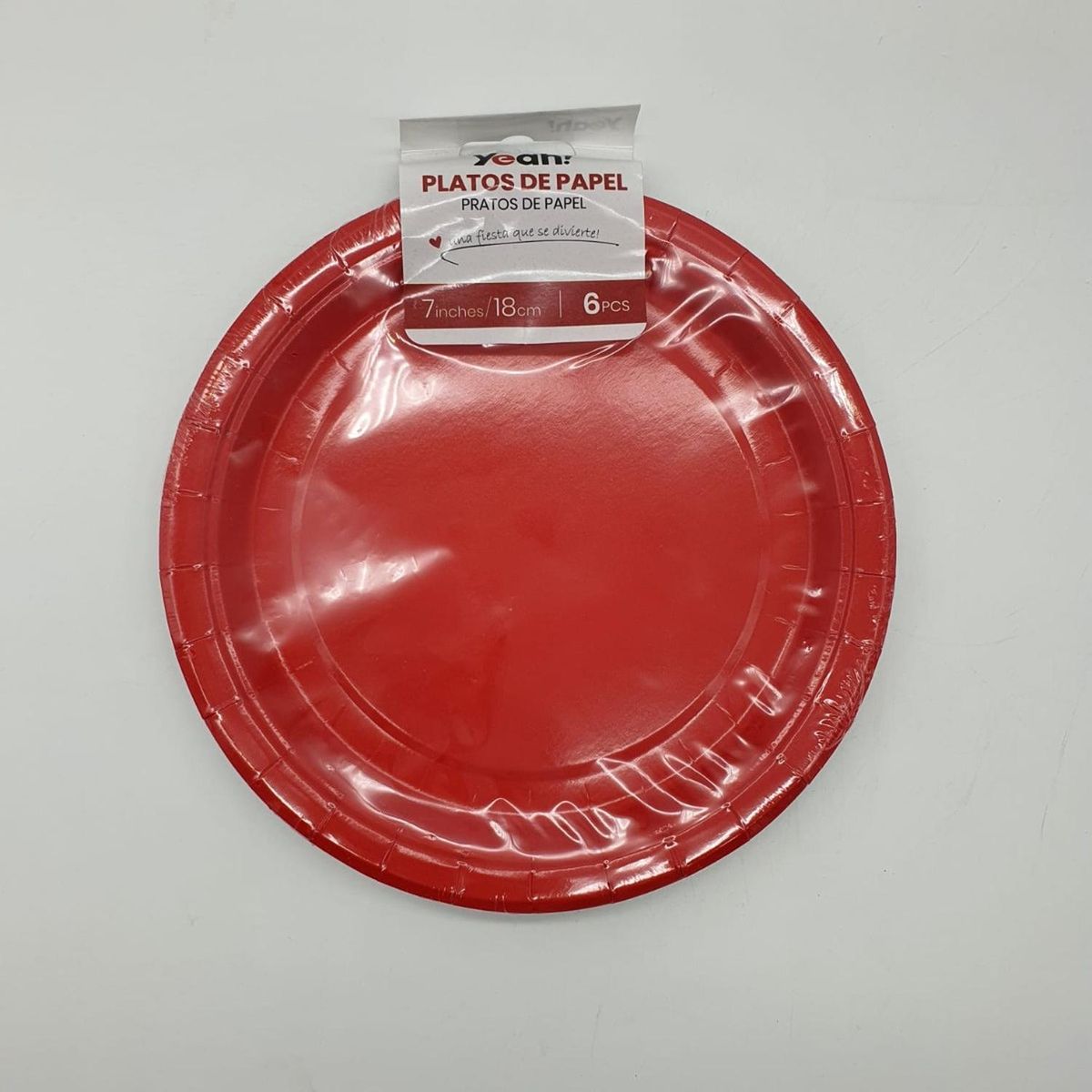 GENERICO - Set 6 Platos Desechables 18 Cm Colores Para Cumpleaños - Rojo.