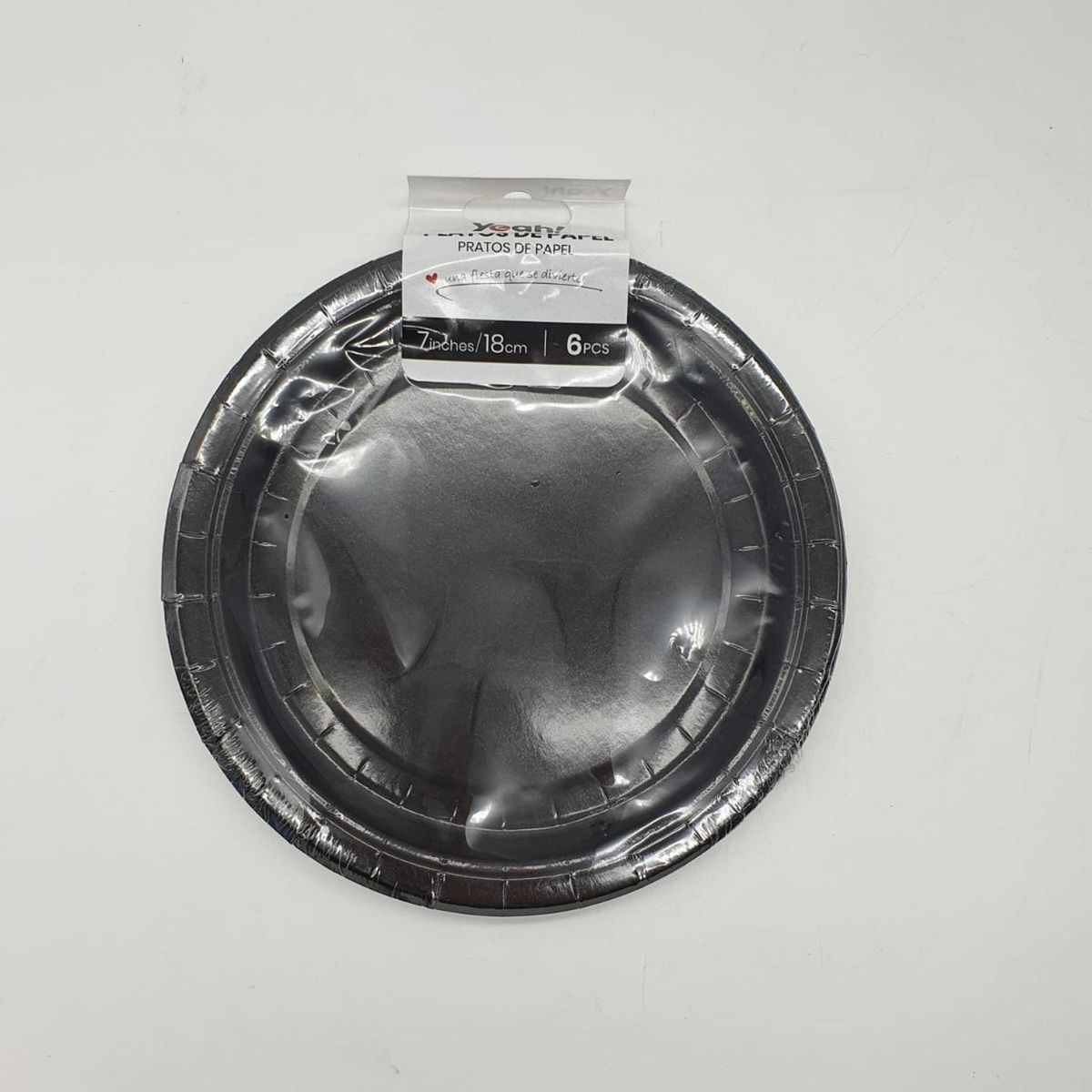 GENERICO - Set 6 Platos Desechables 18 Cm Colores Para Cumpleaños - Negro.