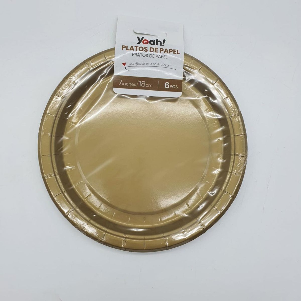 GENERICO - Set 6 Platos Desechables 18 Cm Colores Para Cumpleaños - Dorado.