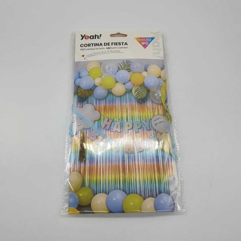 GENERICO - Cortina Metálica Cumpleaños Varios Colores Cotillón Fiesta - Blanco