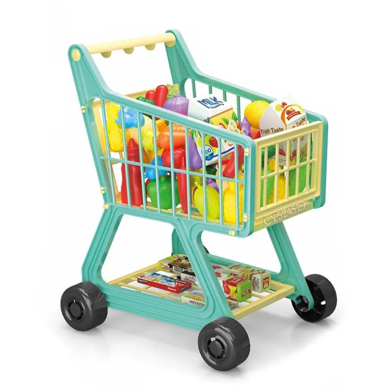 SPACEZAT - Carrito de Supermercado con accesorios Celeste 41 piezas
