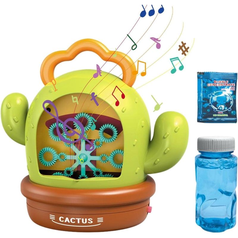 SPACEZAT - Máquina Cactus Musical Lanza Burbujas con Luces