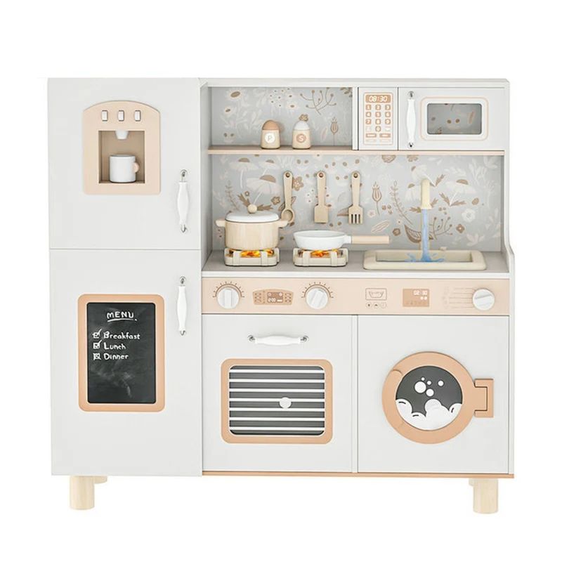 SPACEZAT - Cocina de Juguete Madera Vintage Diseño con Accesorios