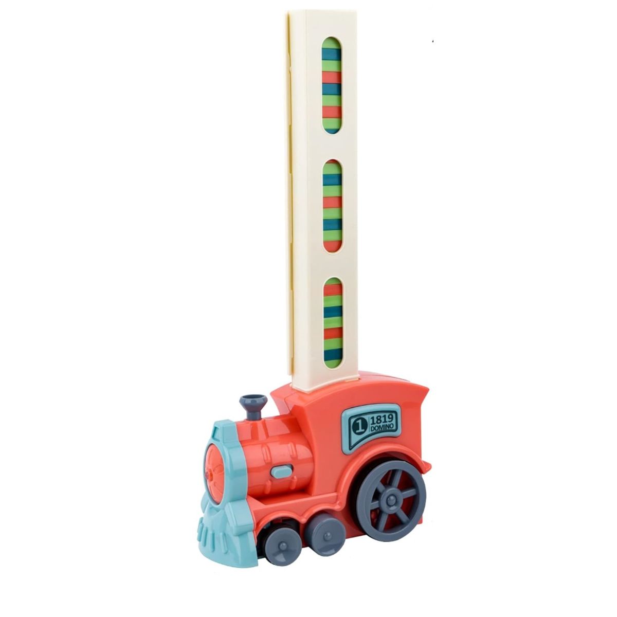 SPACEZAT - Tren Domino Mágico 60 Bloques con Luces y Sonidos Rojo