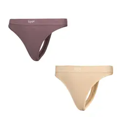 LIPPI - Ropa Interior Mujer Pack Skintec Sport Thong Malva y Taupe
