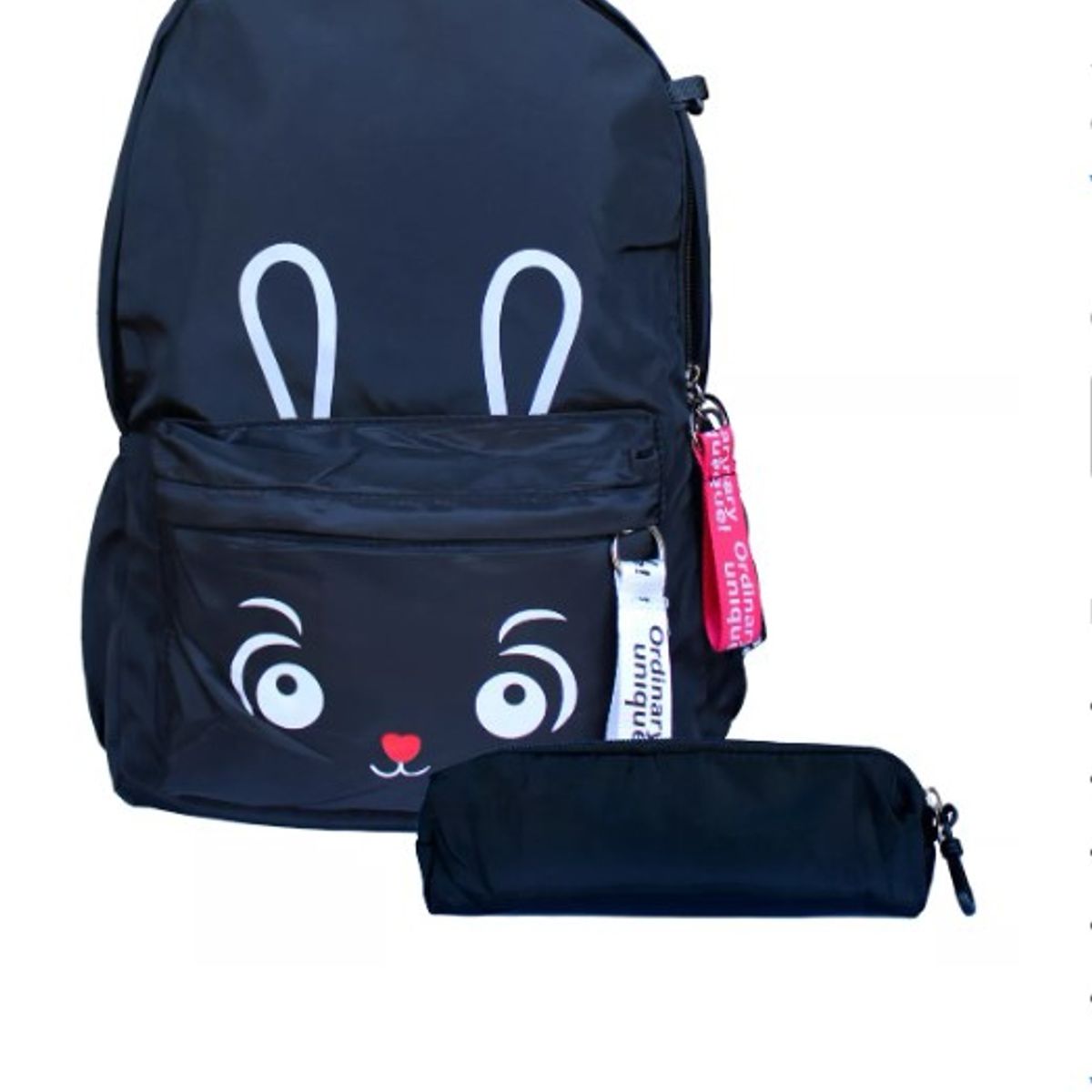 GENERICO - Mochila Juvenil Kawaii Con Cara De Conejo  Estuche Color Negro