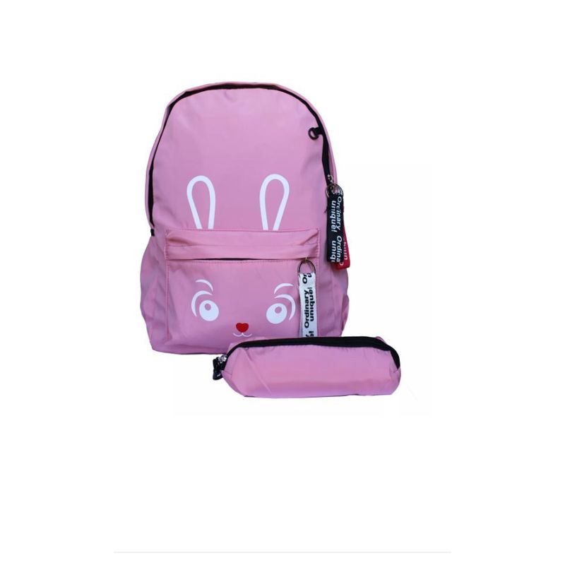 GENERICO - Mochila Juvenil Kawaii Con Cara De Conejo  Estuche Color Rosa