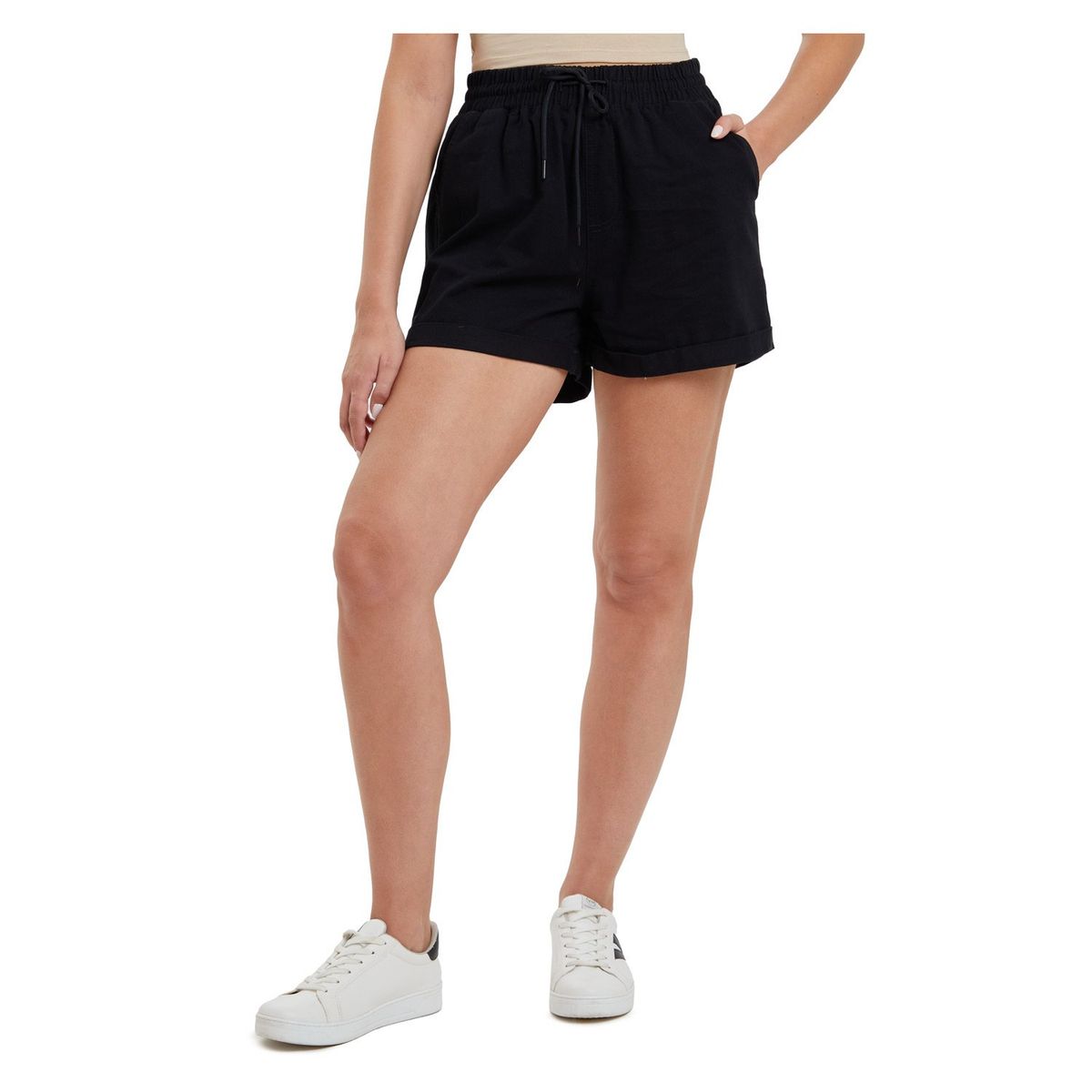 FASHION'S PARK - Short Animal Print Y Liso Negro Fashion's Park
