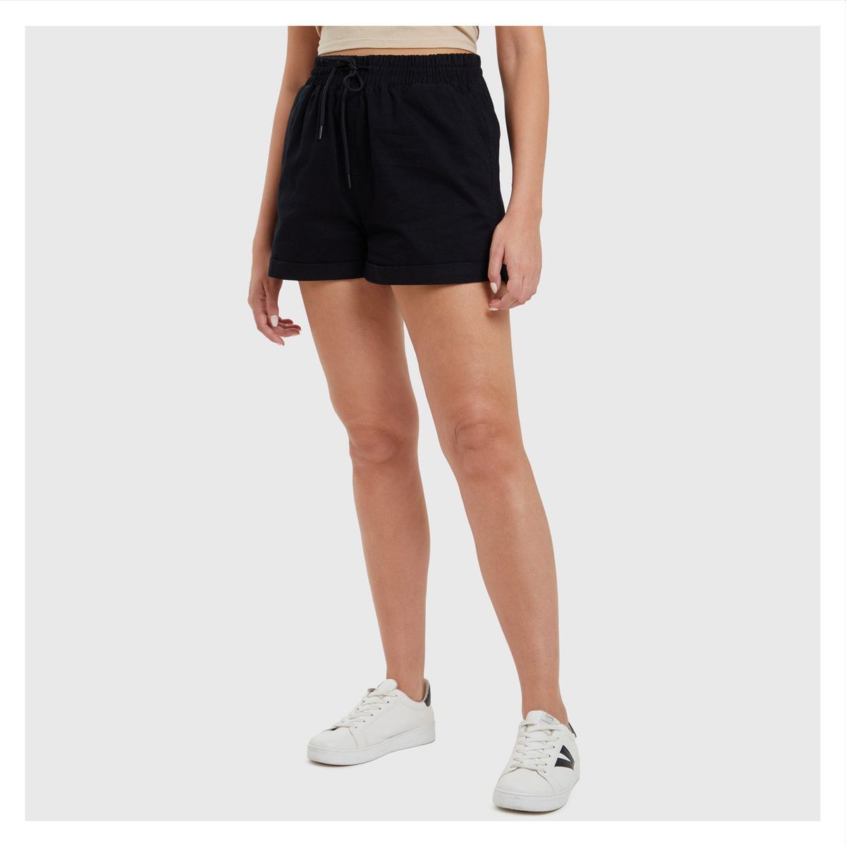 FASHION'S PARK - Short Animal Print Y Liso Negro Fashion's Park
