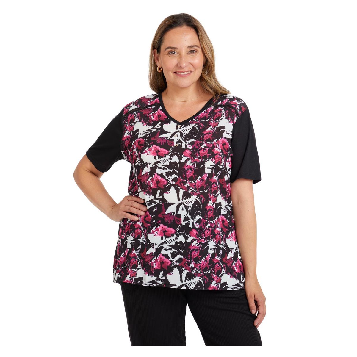 FASHION'S PARK - Polera Bimateria Negro Fashion's Park