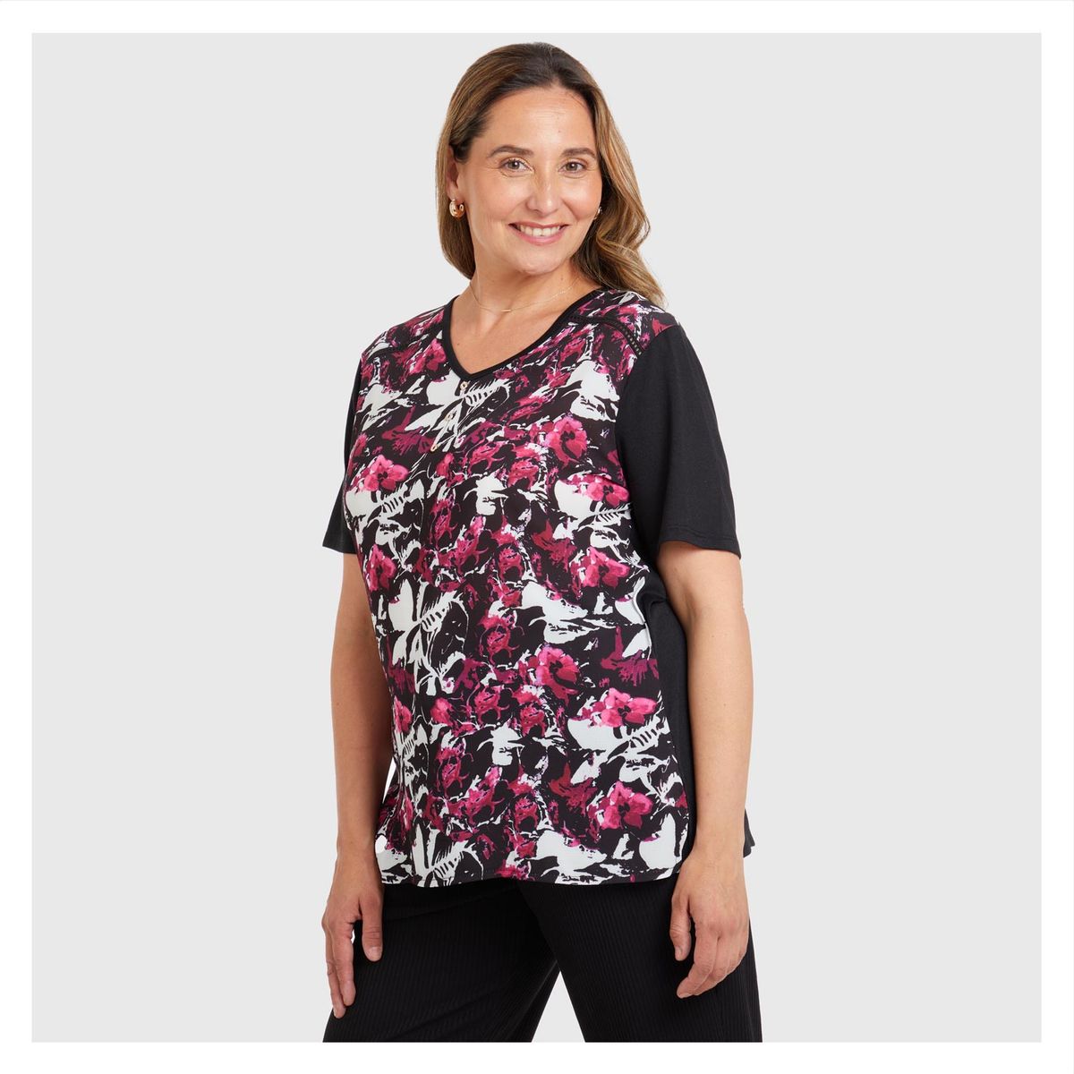 FASHION'S PARK - Polera Bimateria Negro Fashion's Park
