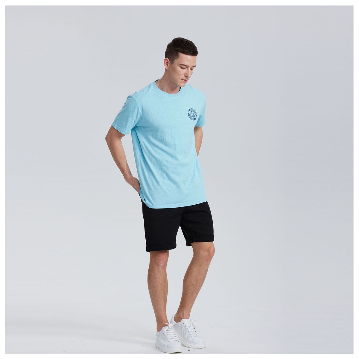 FASHION'S PARK - Polera Hombre Rider Print Aqua Melange Fashion's Park