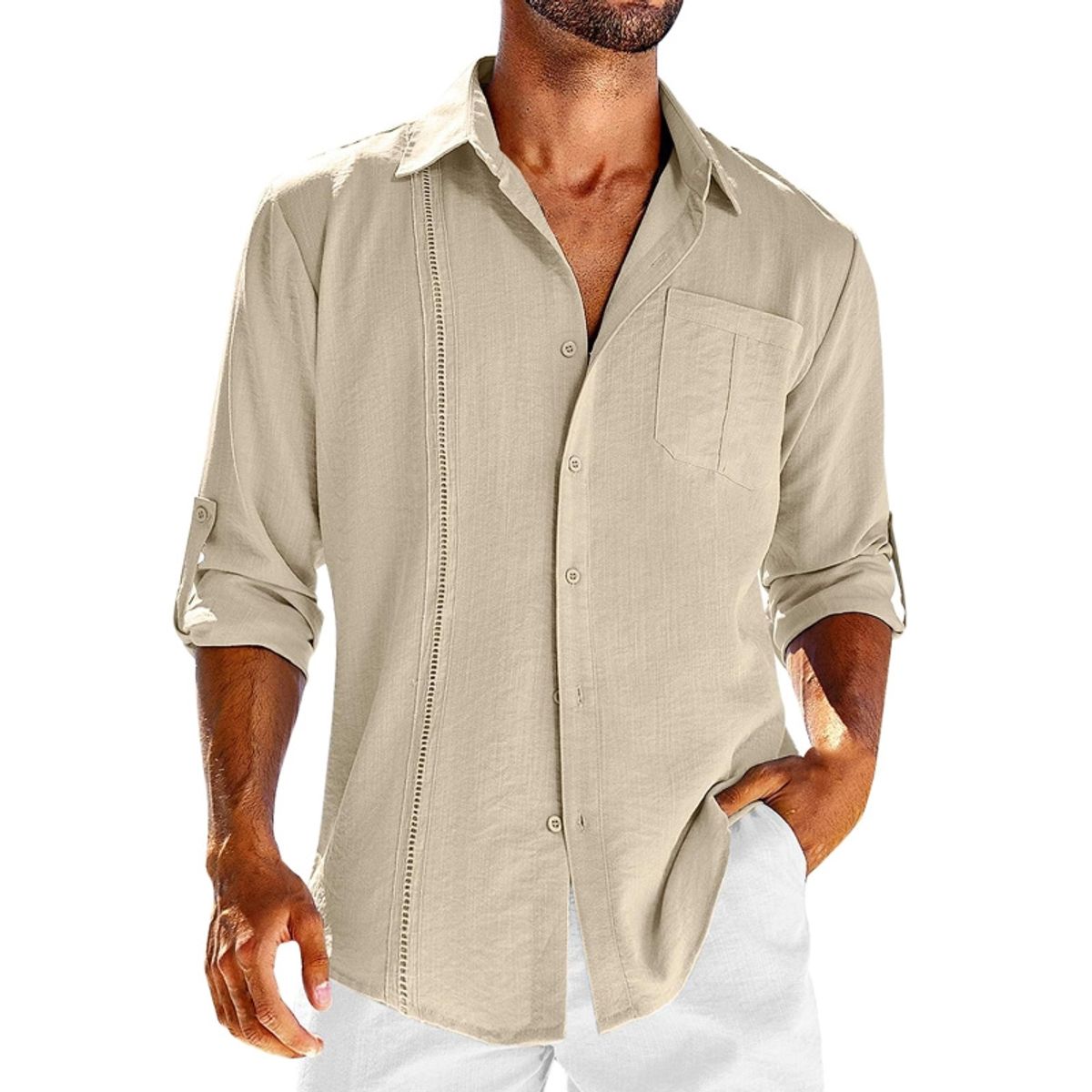 SUPER BABY - camisas casuales de hombre-Beige