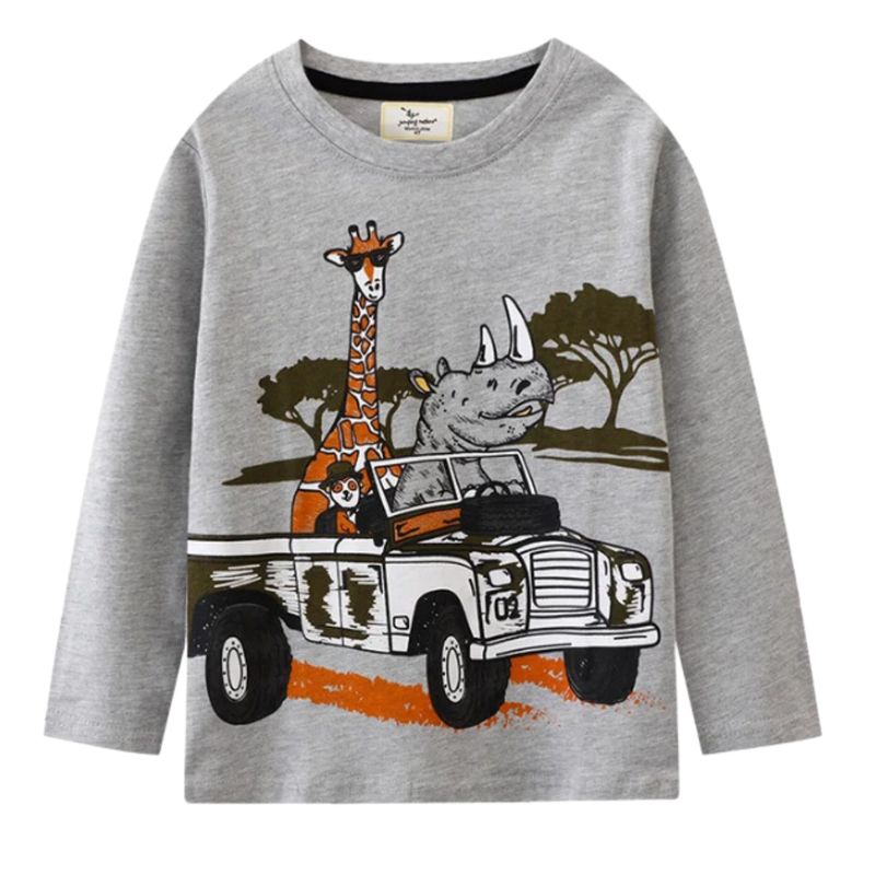 JUMP KIDS - Poleras Manga Larga Niño Animales 100% Algodón