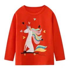 JUMP KIDS - Poleras Manga Larga Niña Dinosaurios 100% Algodón