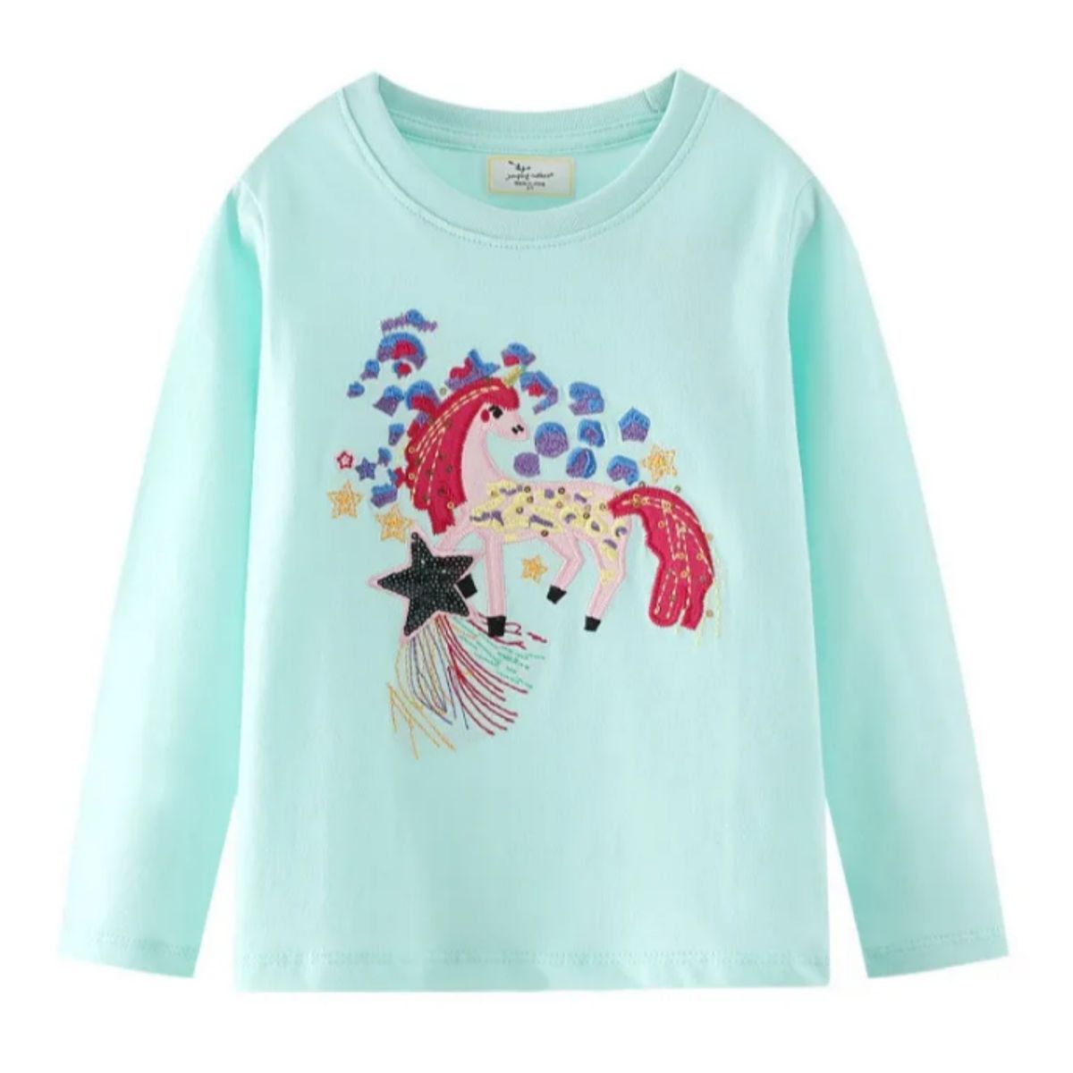 JUMP KIDS - Poleras Manga Larga Niña Unicornio 100% Algodón