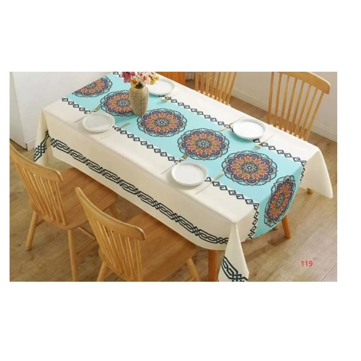 GENERICO - Mantel Antimanchas Impermeable Hermosos Diseños Azul y blanco