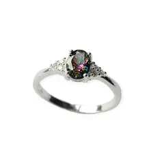 ANDREA COGGIOLA JOYAS - Anillo Solitario Topacio Místico Circón Plata Fina 925