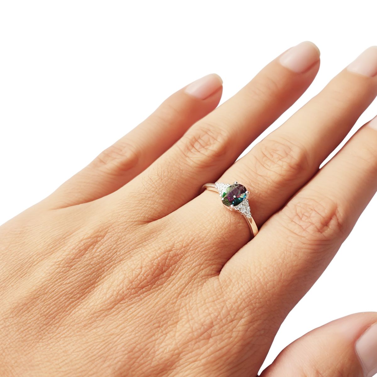 ANDREA COGGIOLA JOYAS - Anillo Solitario Topacio Místico Circón Plata Fina 925