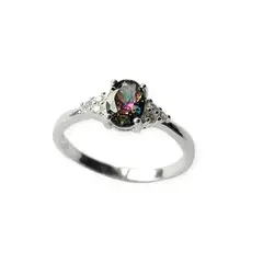 ANDREA COGGIOLA JOYAS - Anillo Solitario Topacio Místico Circón Plata Fina 925