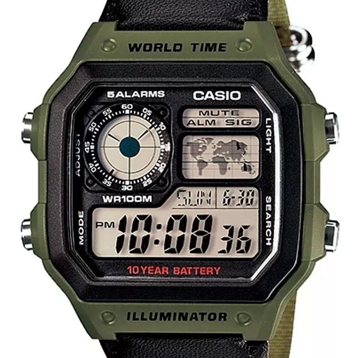 CASIO - Reloj De Pulsera Casio Digital Ae-1200whb-3bvdf Verde