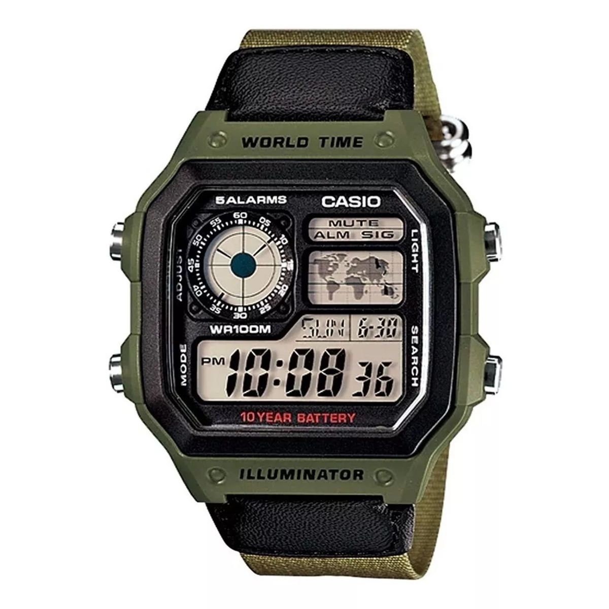 CASIO - Reloj De Pulsera Casio Digital Ae-1200whb-3bvdf Verde