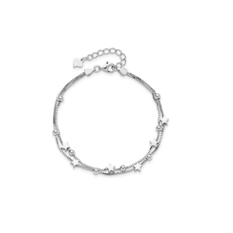 GENERICO - Pulsera Estrellas Y Esferas De Plata Ley 925 + Bolsa + Paño