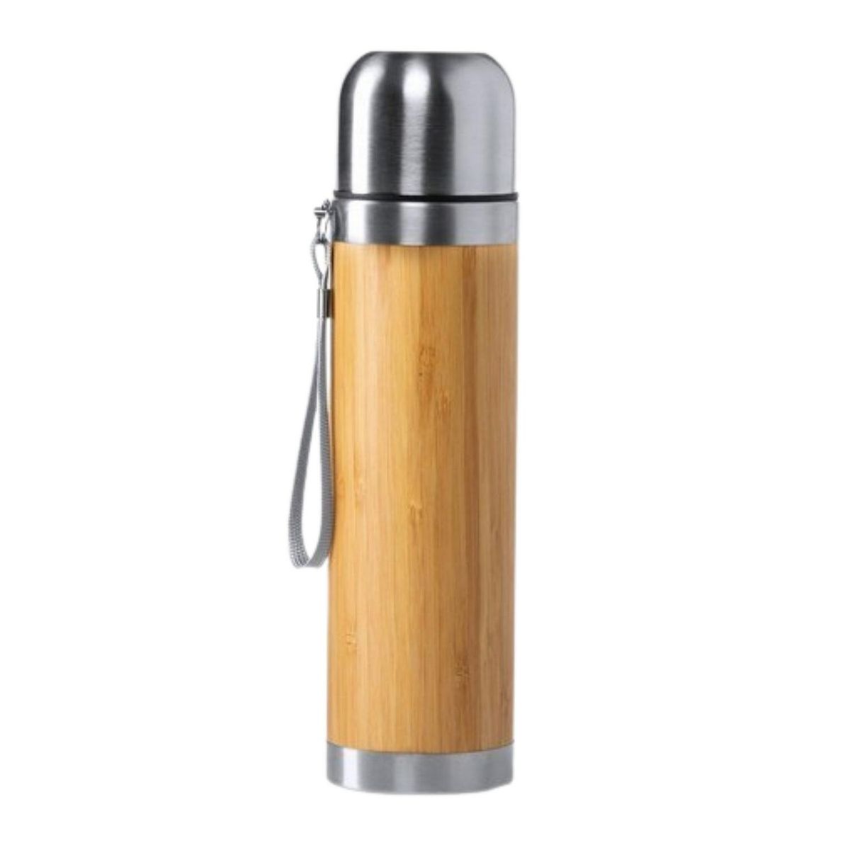 IMPORTCLICK - Termo Bambú Acero Inoxidable 430 ML - Café