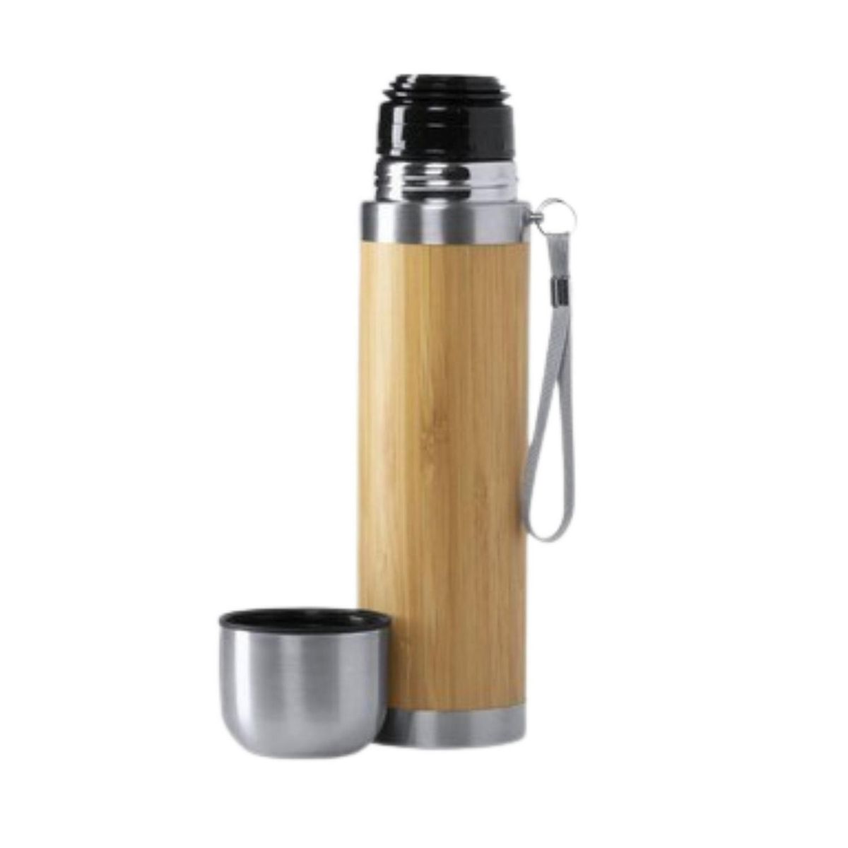 IMPORTCLICK - Termo Bambú Acero Inoxidable 430 ML - Café