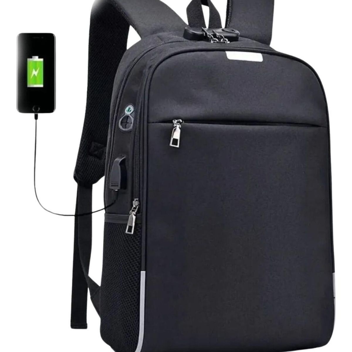 IMPORTCLICK - Mochila Notebook Impermeable Con USB Negro 46x30x15 CM