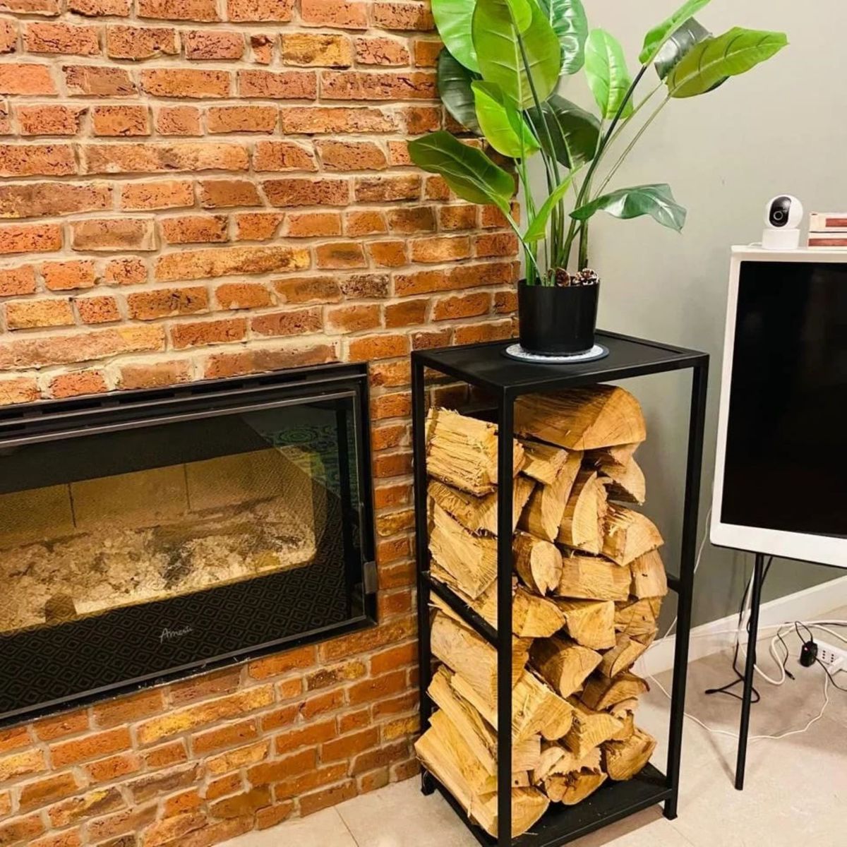 GENERICO - Leñero para almacenamiento de leña con repisas