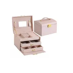 GENERICO - Joyero Caja Con Espejo Tipo Maleta Organizador Joyas Palo de Rosa